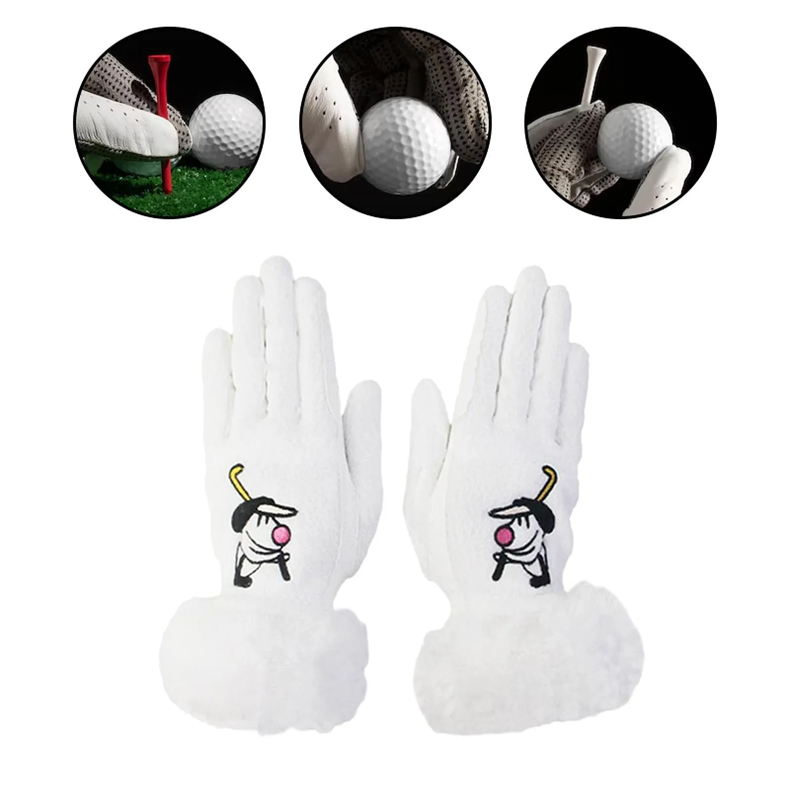 1 Pair of Golf Gloves Winter Training Gloves Mitts for Fishing Biking Hiking White 18