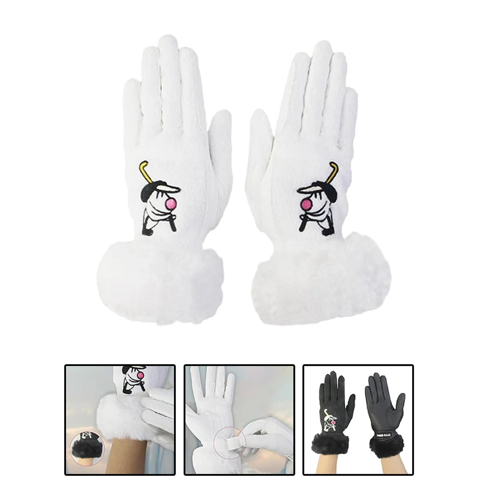 1 Pair of Golf Gloves Winter Training Gloves Mitts for Fishing Biking Hiking White 18