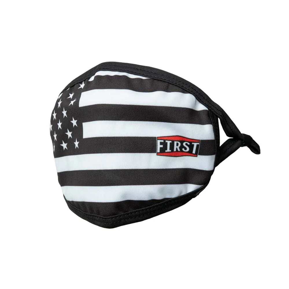 3-Ply Black/White USA Flag Reusable Non-Medical Breathable & adjustable Ear Loops Face Masks (5-Pcs Pack)