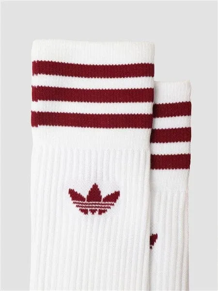 ADIDAS 3PCK SOLID CREW SOCKS/ WHITE- BURGUNDY- RED