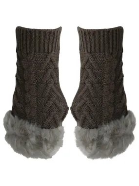 Arm Warmer Gloves With Faux Fur Trim