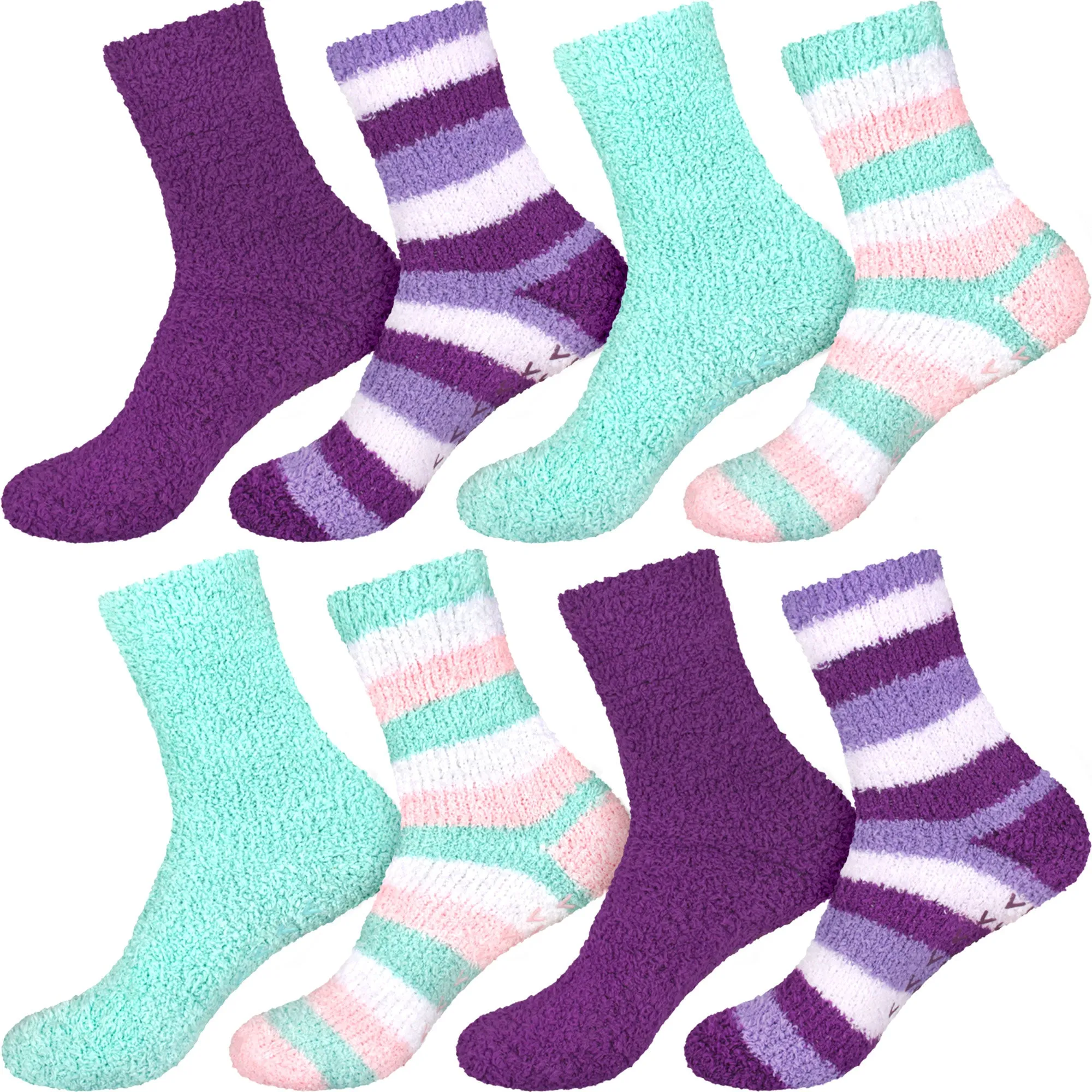 Assorted Fuzzy Non-Skid/Stripe/Solid Home Socks