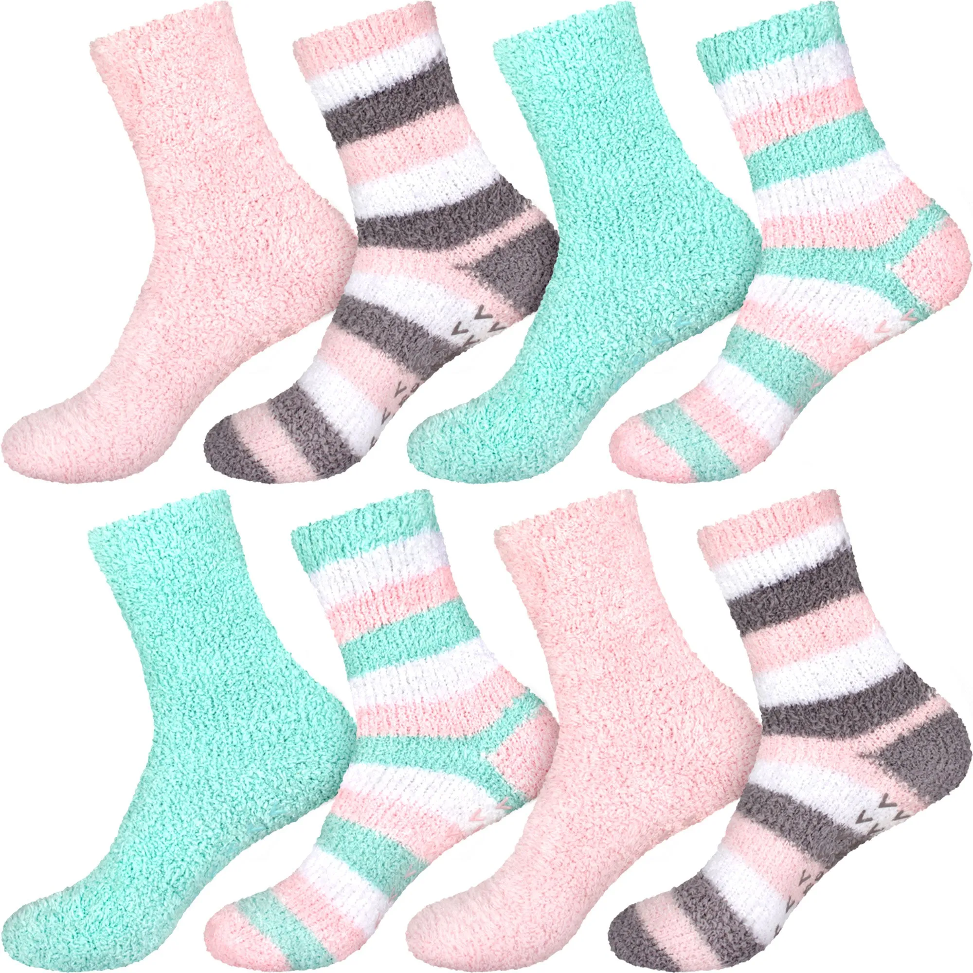 Assorted Fuzzy Non-Skid/Stripe/Solid Home Socks