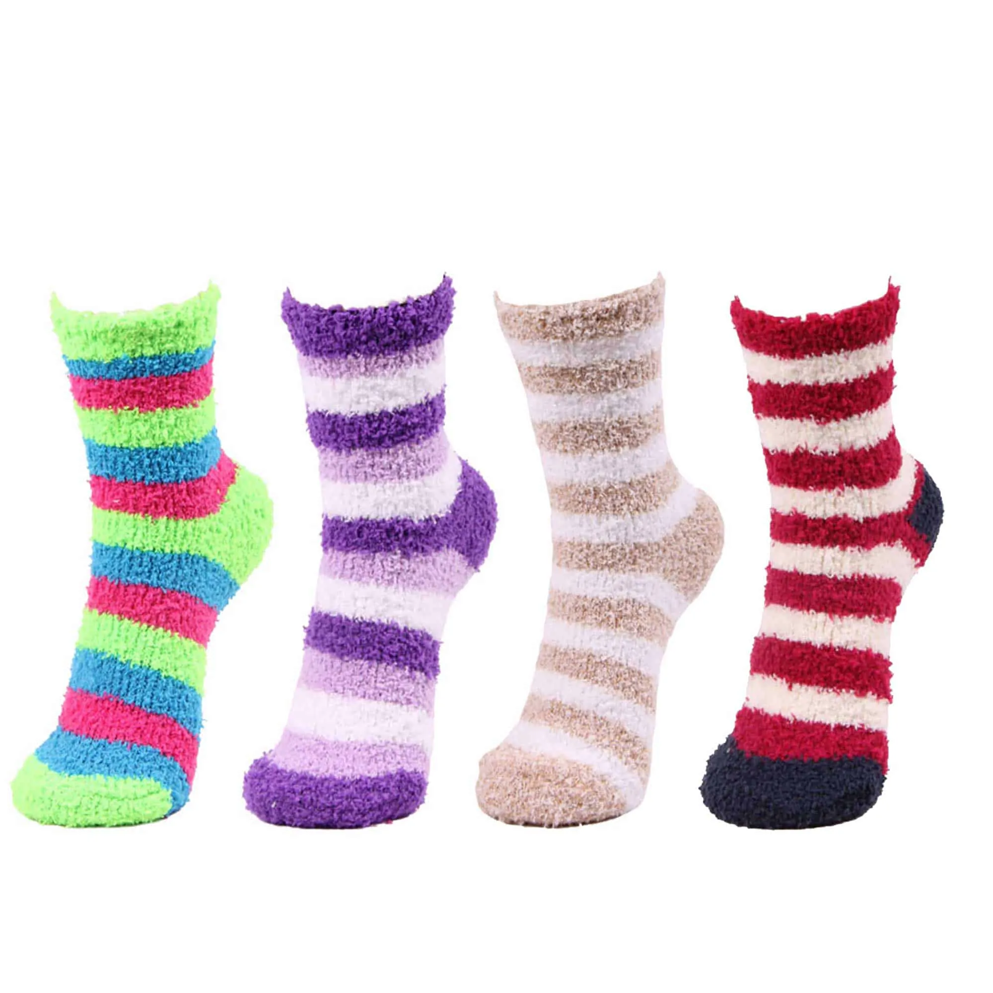 Assorted Fuzzy Non-Skid/Stripe/Solid Home Socks