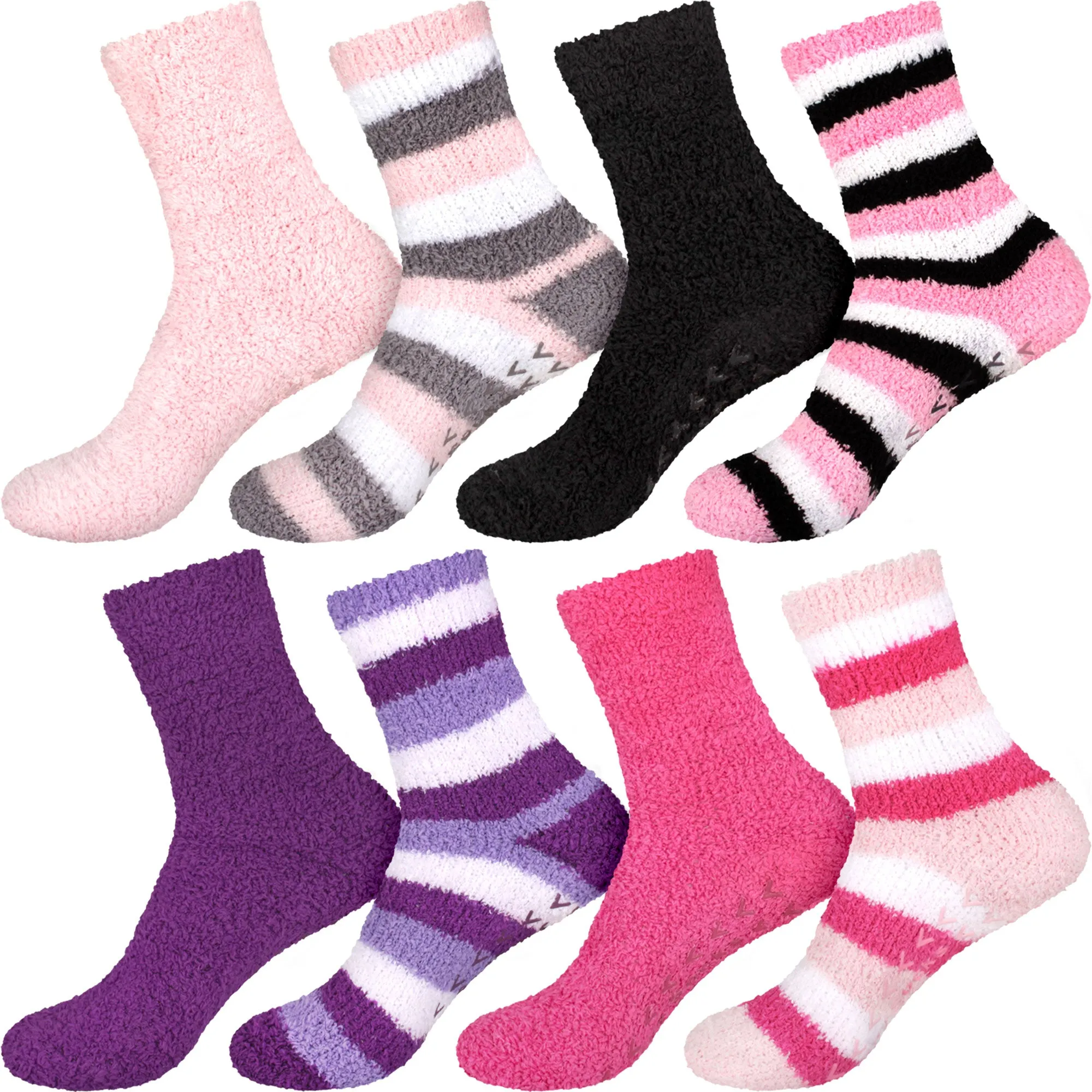 Assorted Fuzzy Non-Skid/Stripe/Solid Home Socks