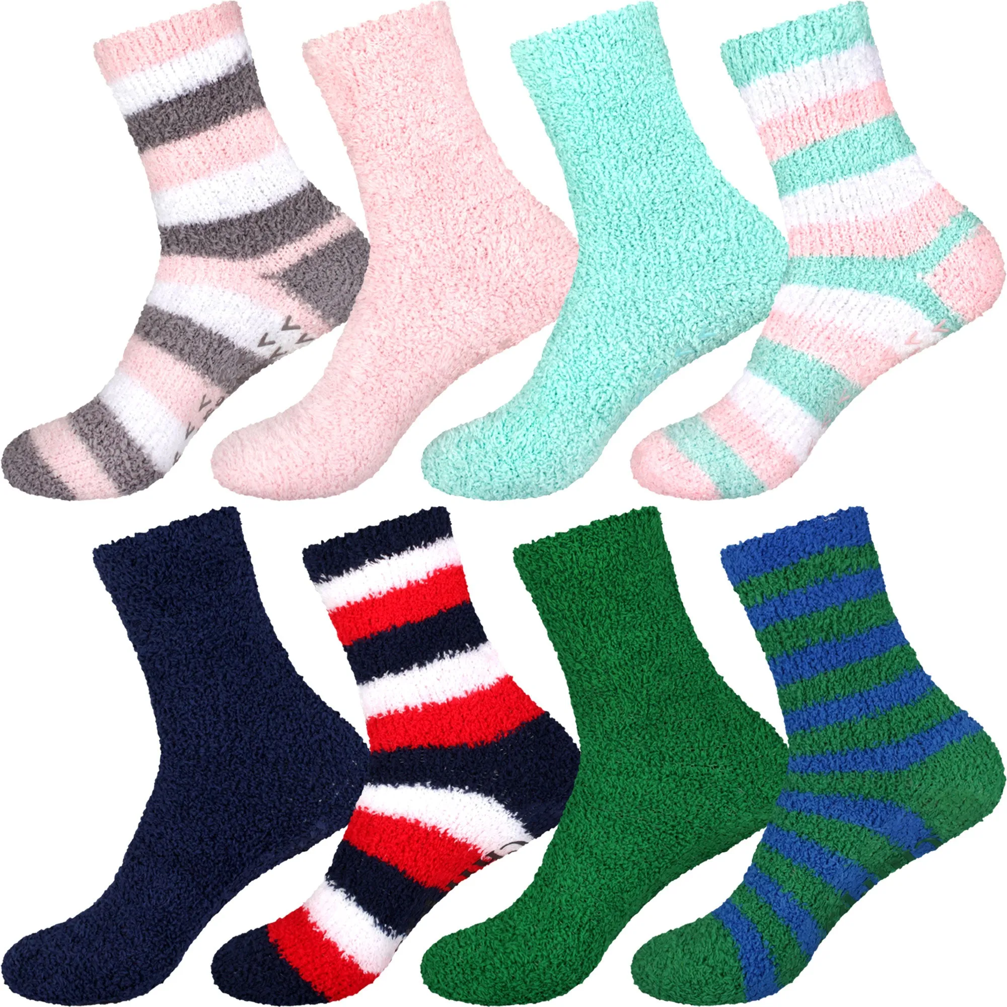 Assorted Fuzzy Non-Skid/Stripe/Solid Home Socks