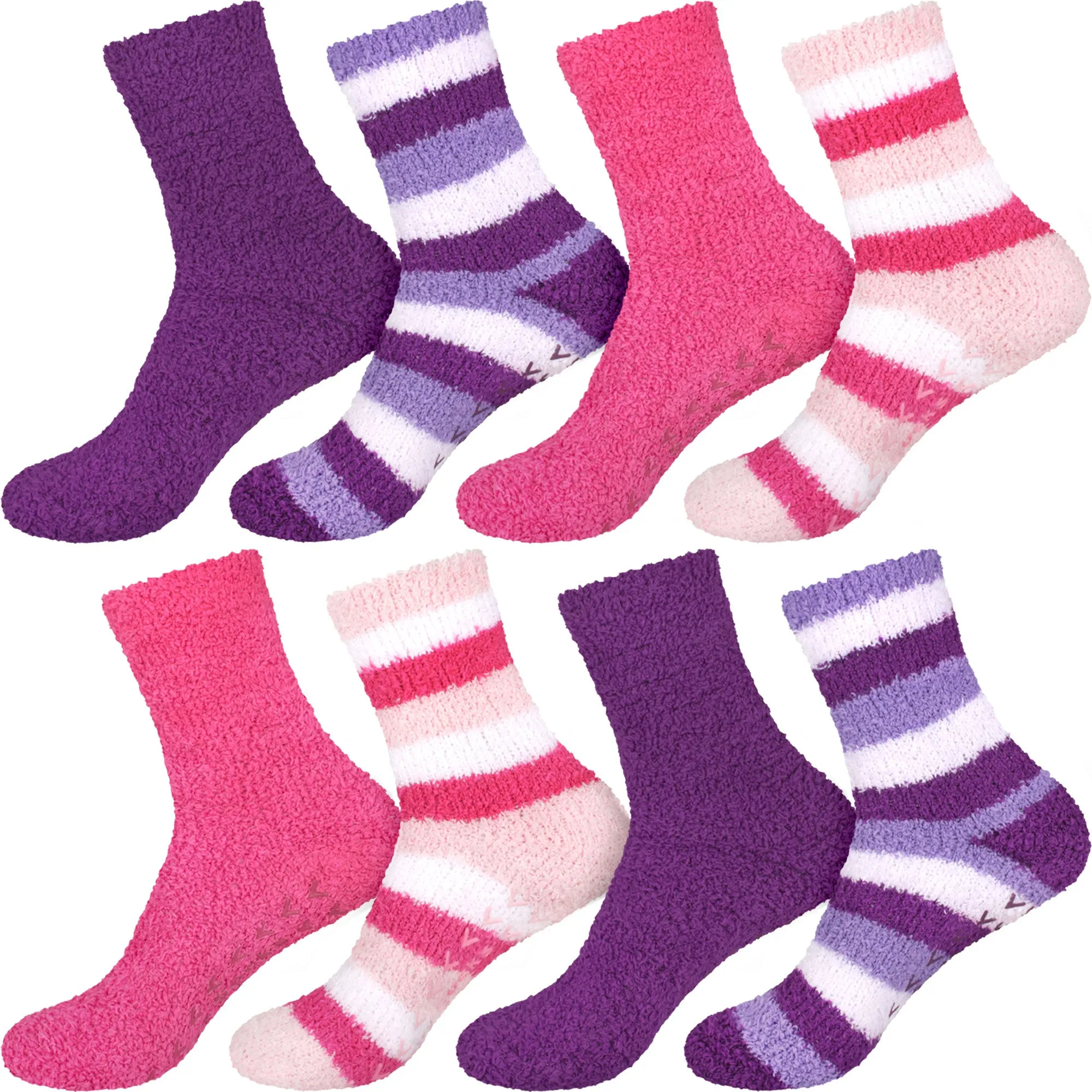 Assorted Fuzzy Non-Skid/Stripe/Solid Home Socks