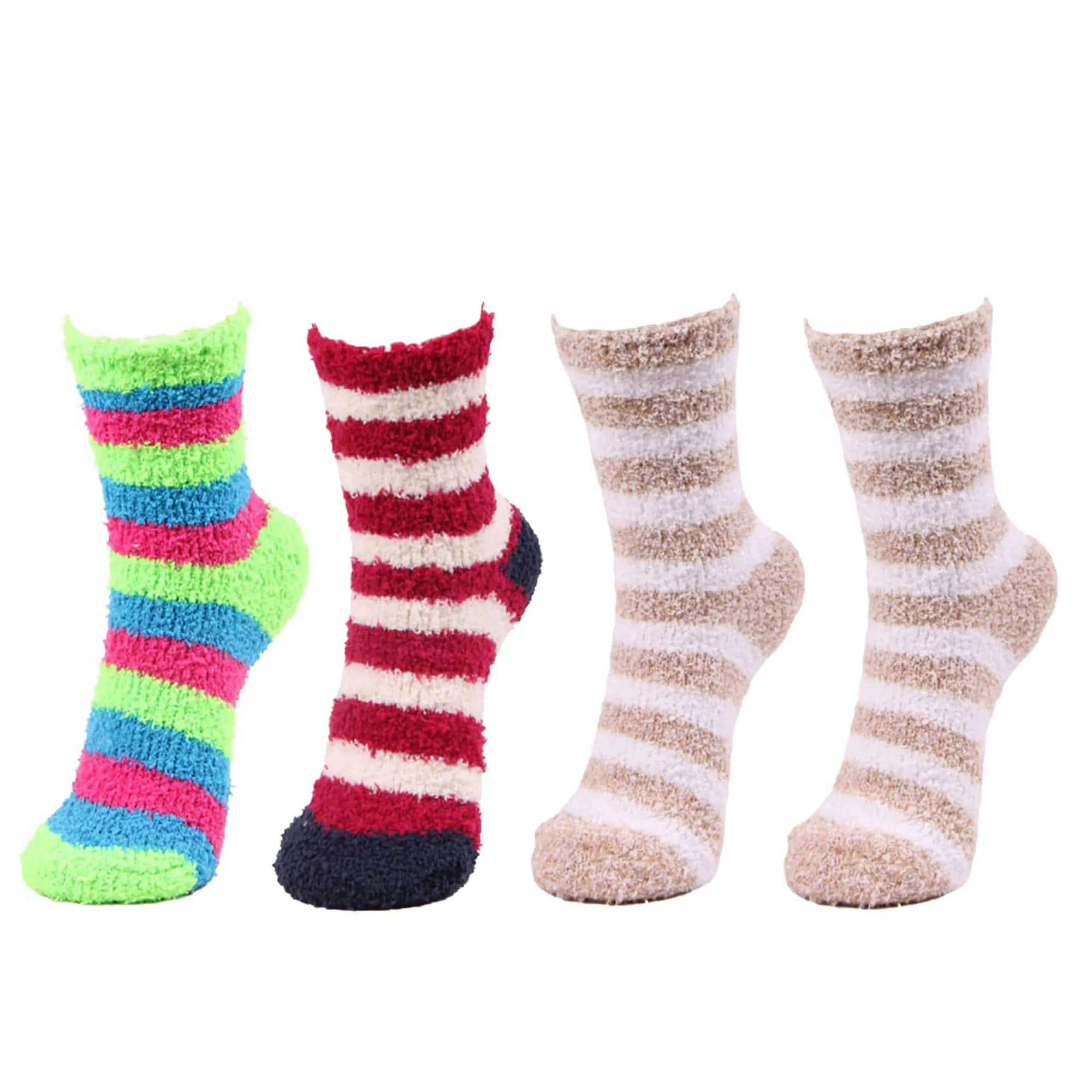 Assorted Fuzzy Non-Skid/Stripe/Solid Home Socks