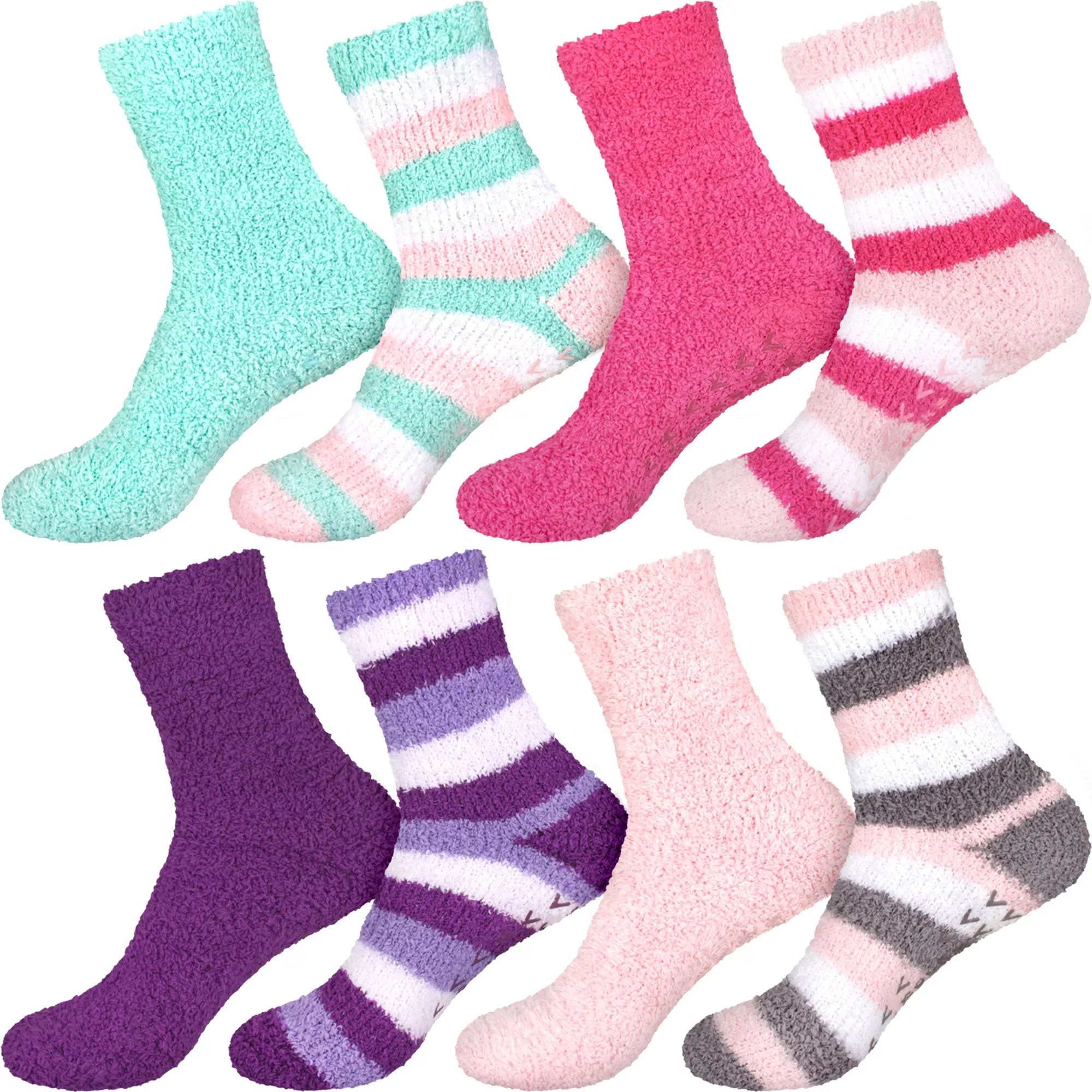 Assorted Fuzzy Non-Skid/Stripe/Solid Home Socks