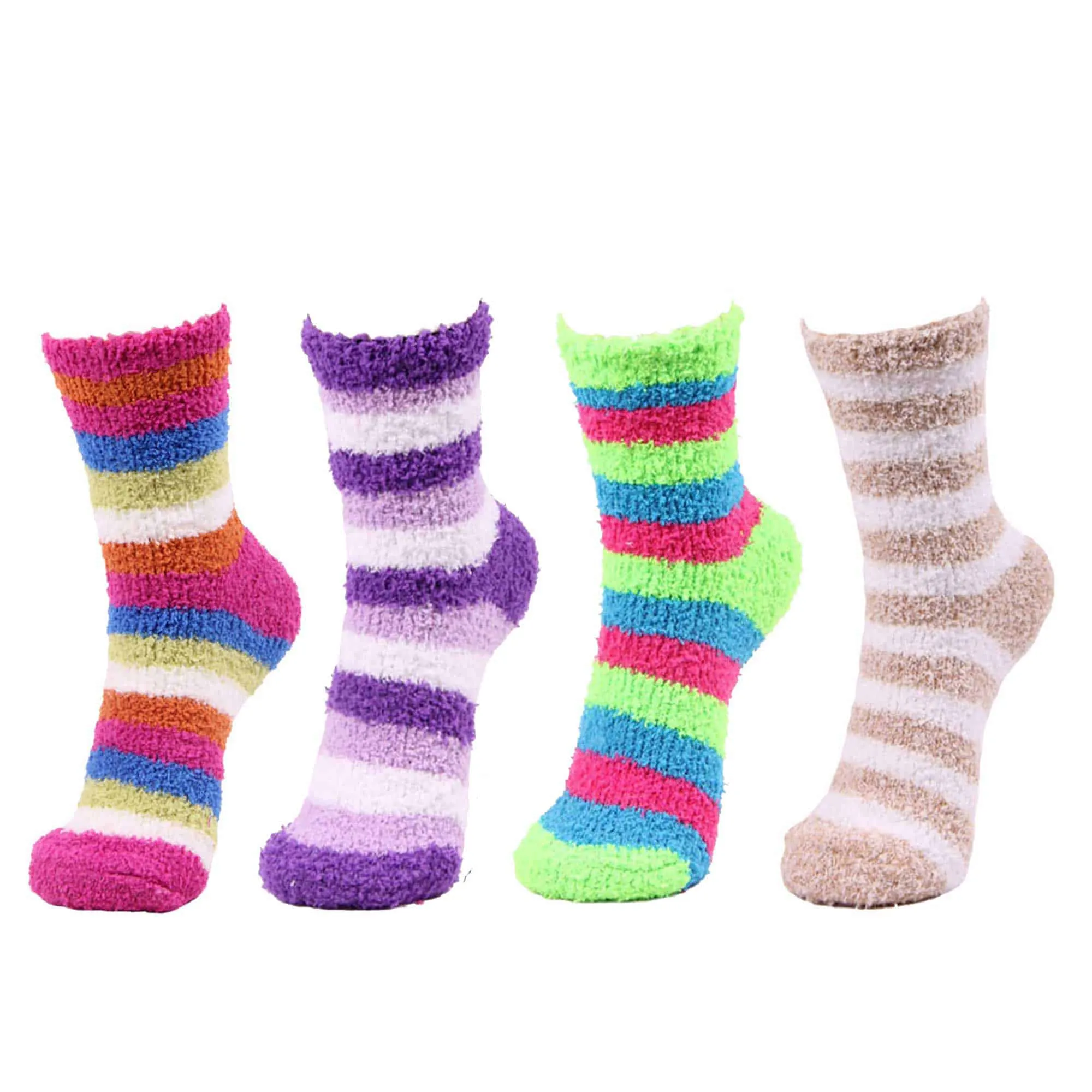 Assorted Fuzzy Non-Skid/Stripe/Solid Home Socks