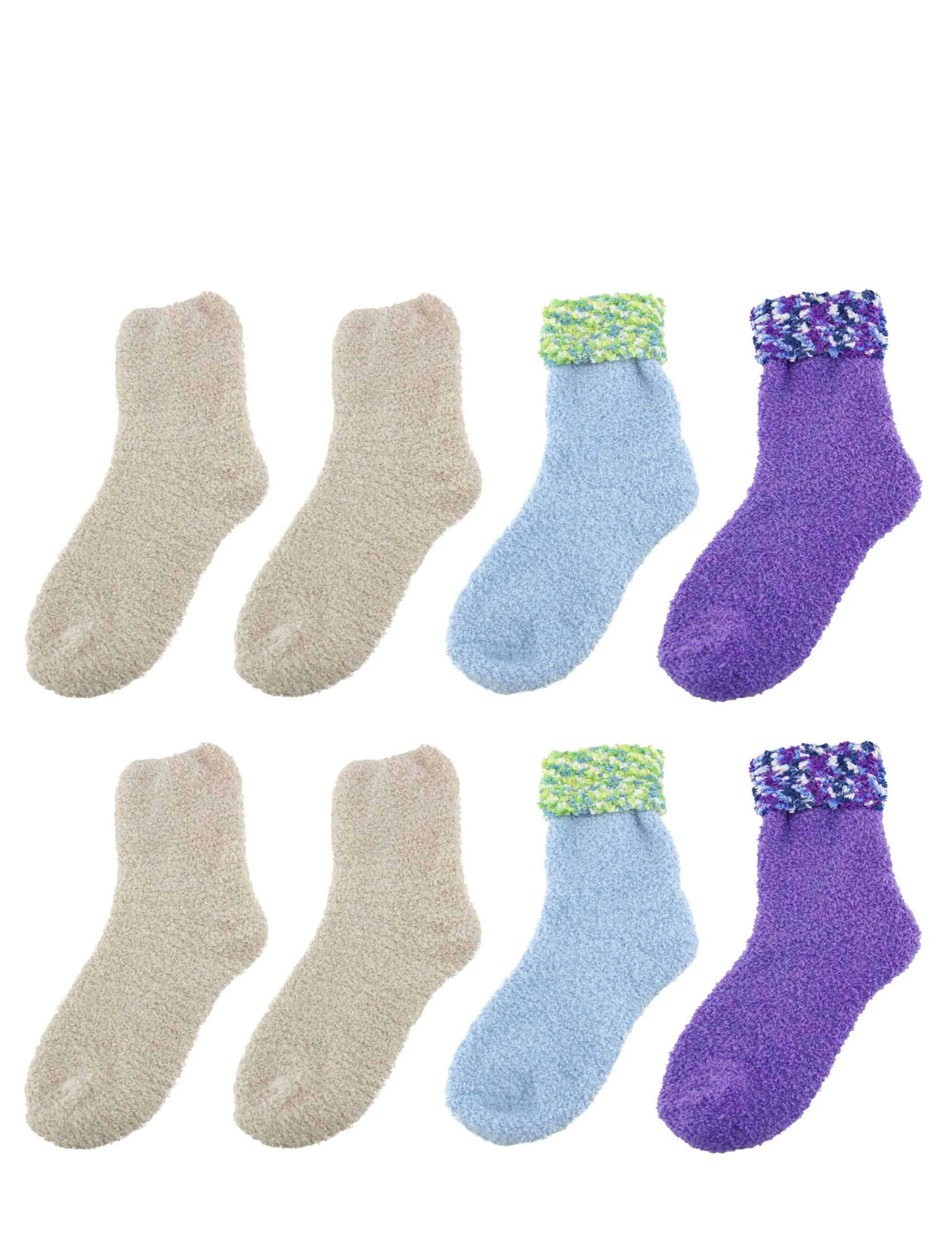 Assorted Fuzzy Non-Skid/Stripe/Solid Home Socks