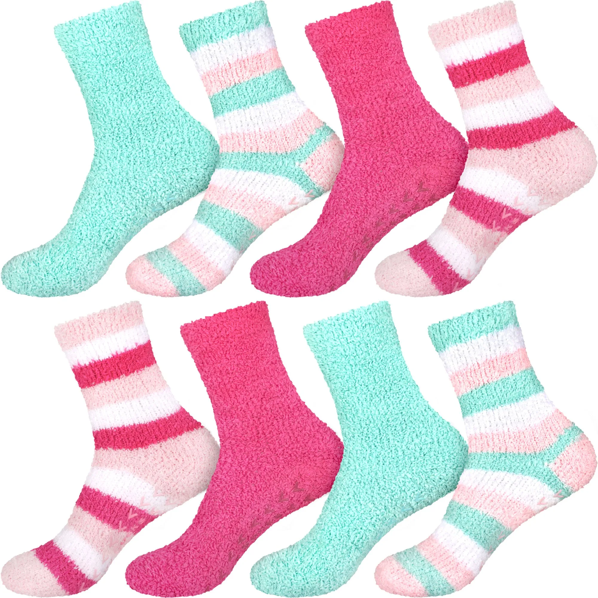 Assorted Fuzzy Non-Skid/Stripe/Solid Home Socks