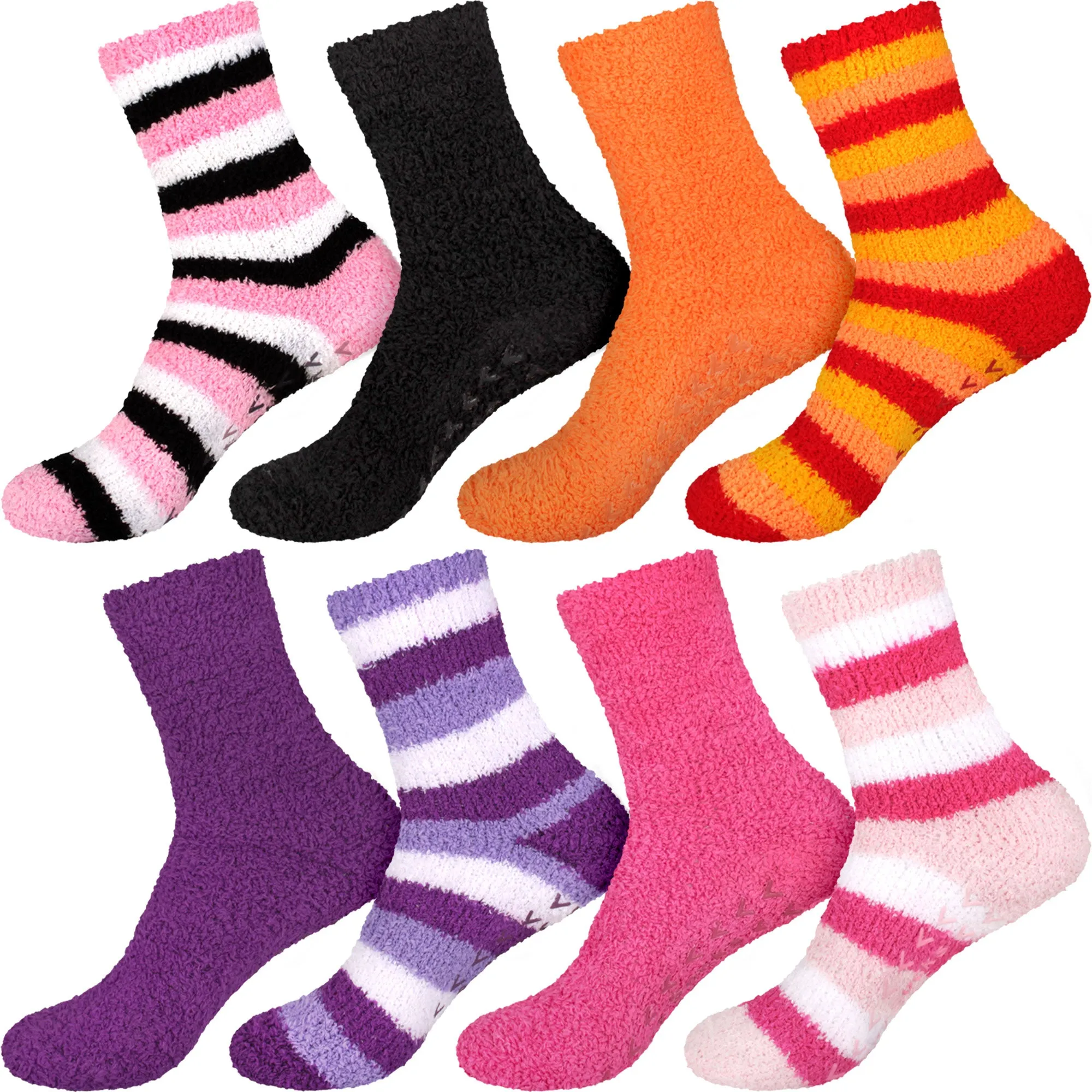 Assorted Fuzzy Non-Skid/Stripe/Solid Home Socks