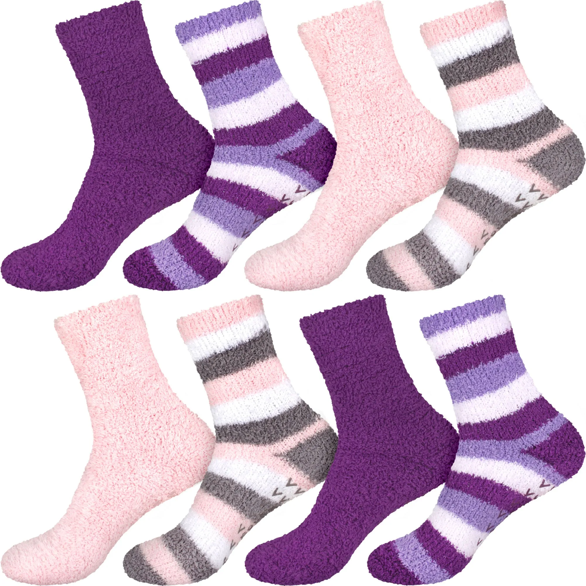 Assorted Fuzzy Non-Skid/Stripe/Solid Home Socks