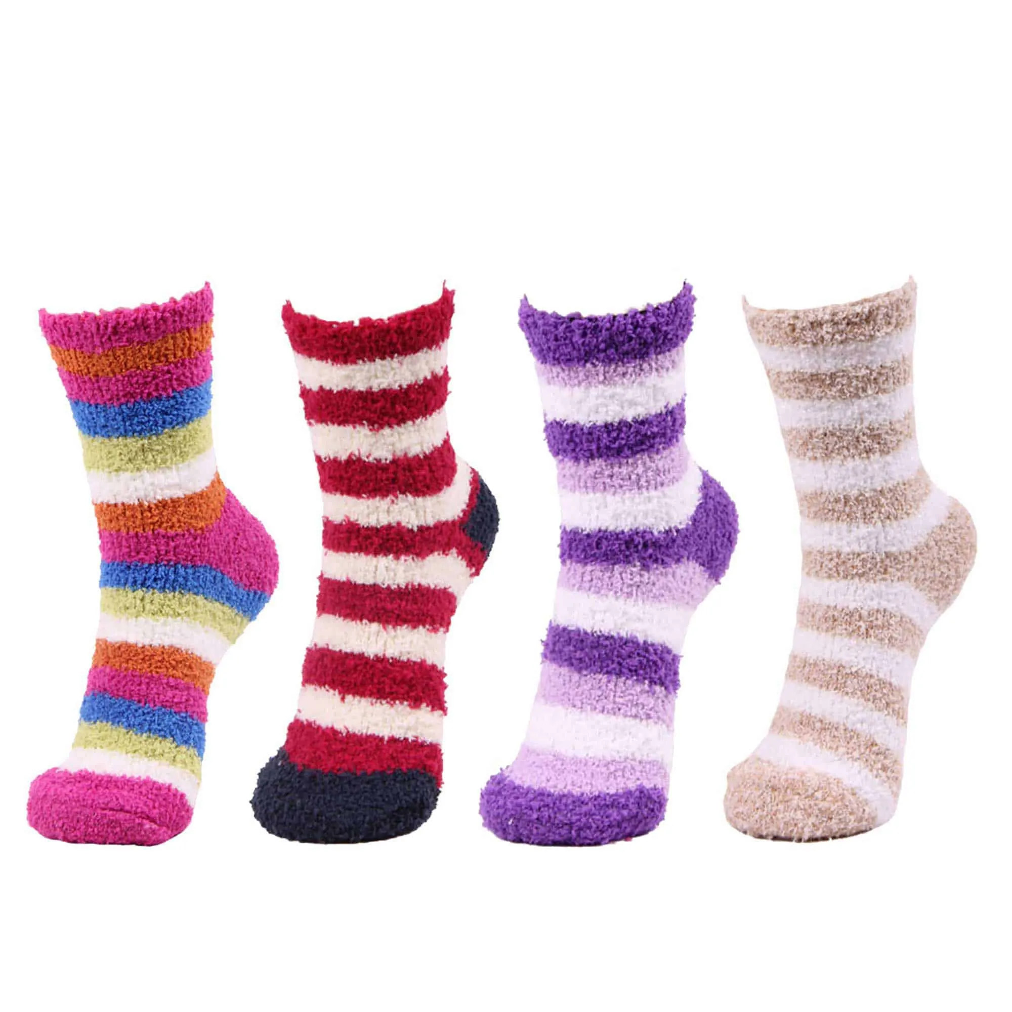 Assorted Fuzzy Non-Skid/Stripe/Solid Home Socks