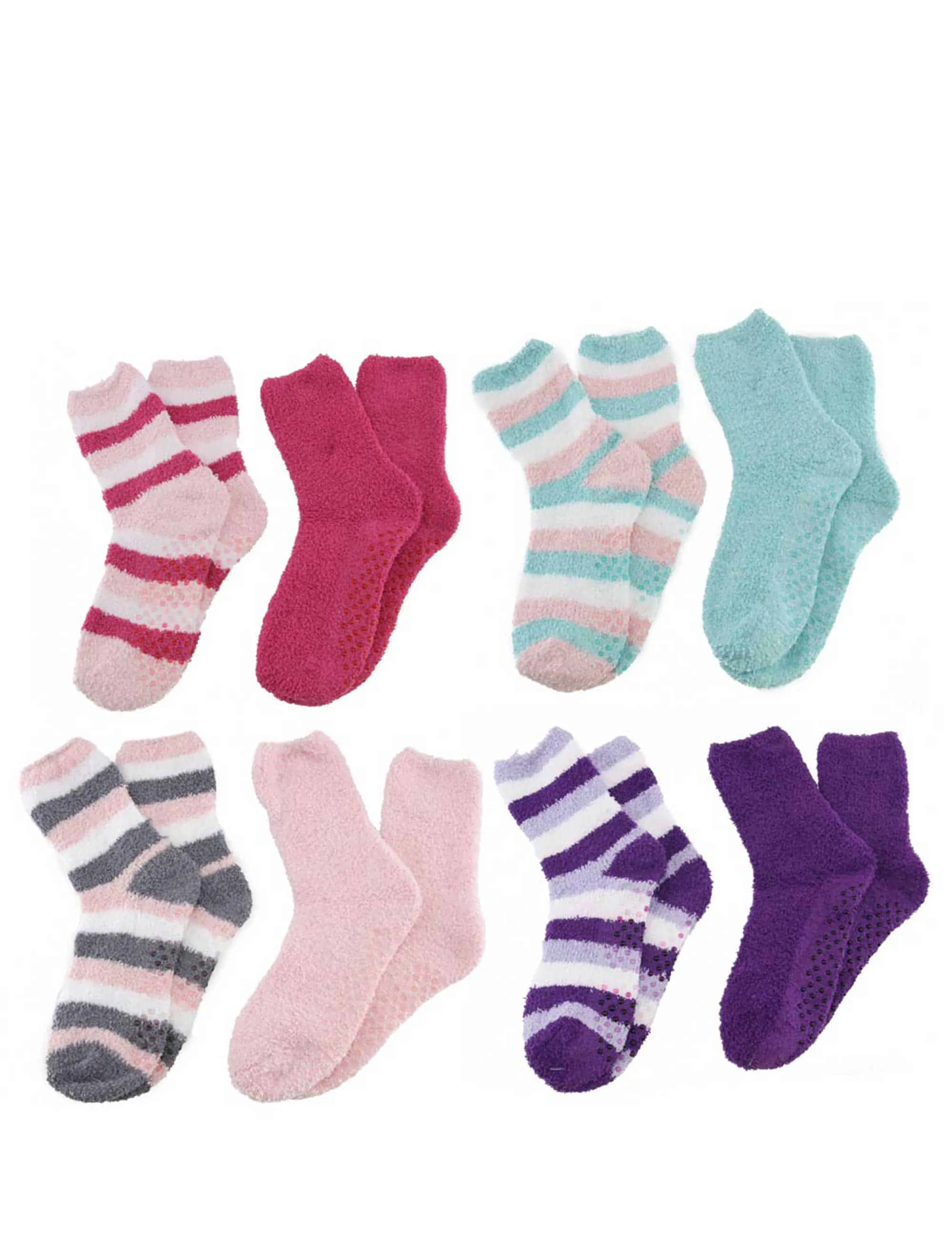 Assorted Fuzzy Non-Skid/Stripe/Solid Home Socks