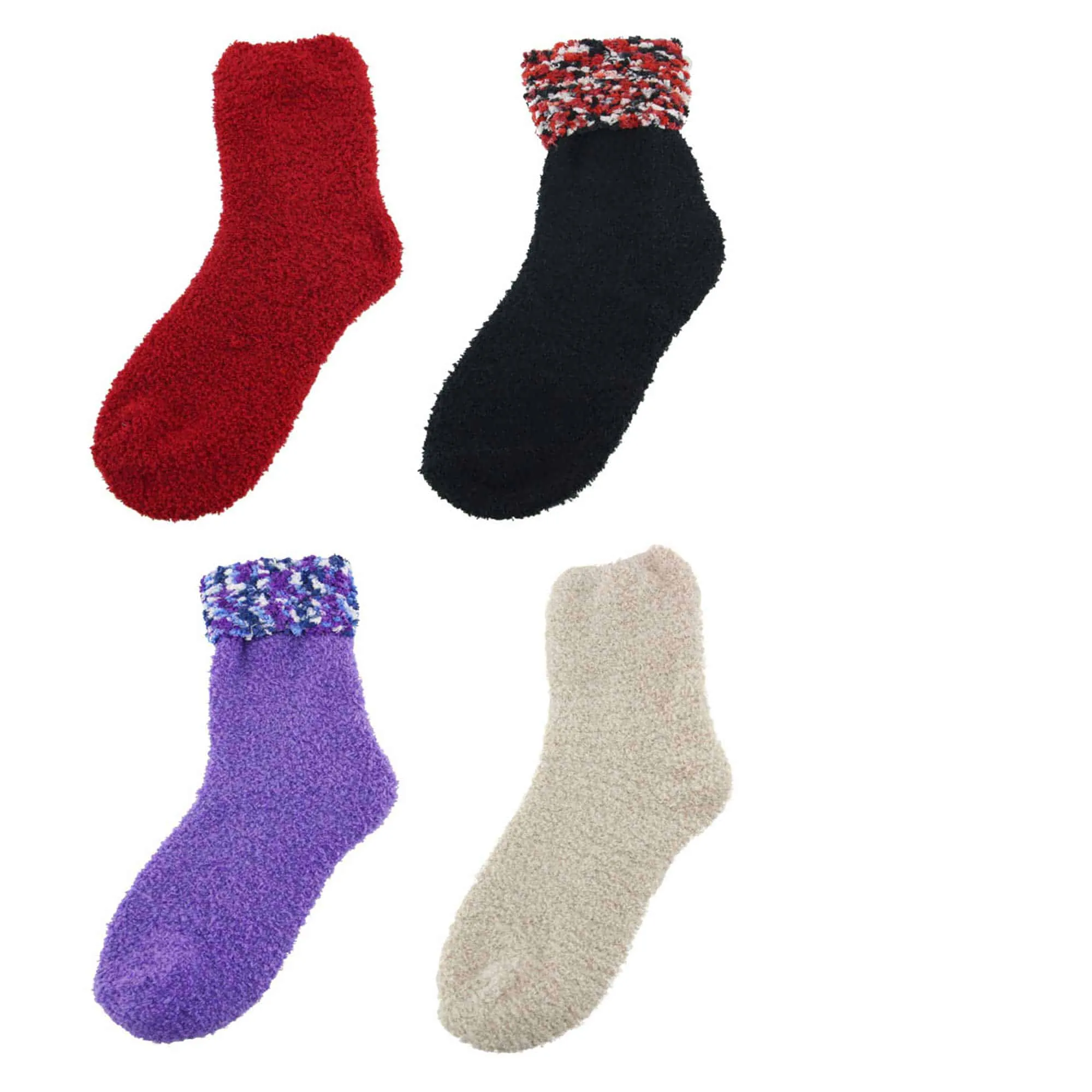 Assorted Fuzzy Non-Skid/Stripe/Solid Home Socks