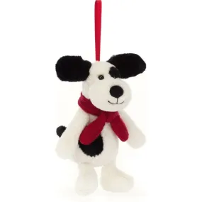 Bashful Black & Cream Puppy Ornament