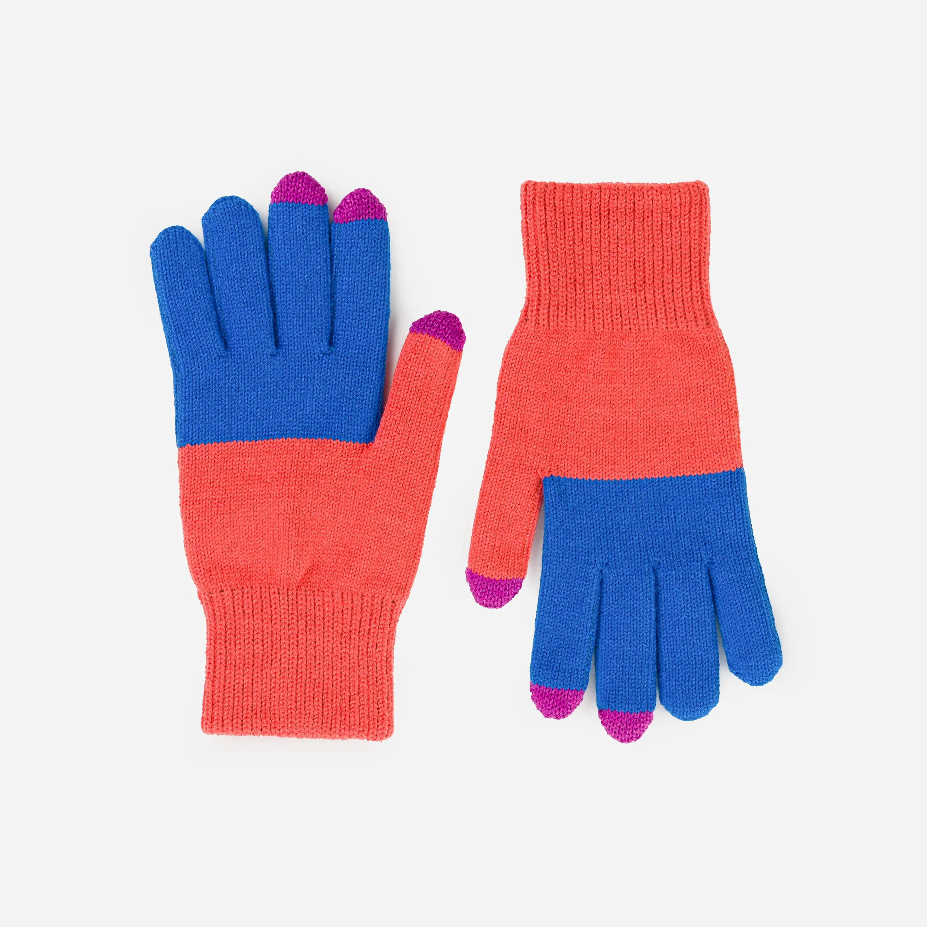 Colorblock Knit Touchscreen Gloves