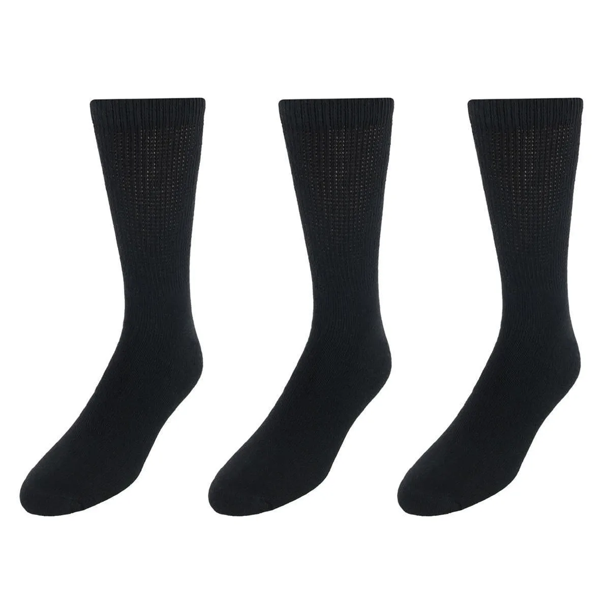 CTM® Men's Big and Tall Diabetic Non-Binding Crew Socks (3 Pack)