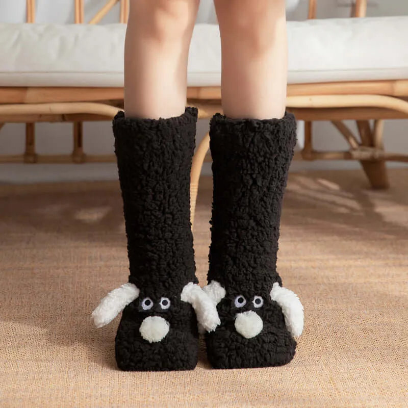 Cute Cartoon Doggy  Winter Warm Non-slip Plush Socks For Women