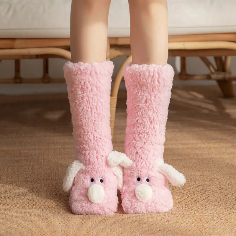 Cute Cartoon Doggy  Winter Warm Non-slip Plush Socks For Women