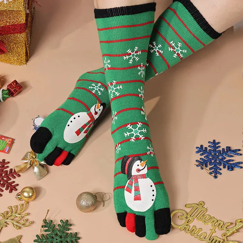 Cute Winter Christmas socks Five-finger  Elastic absorbent Split-toe