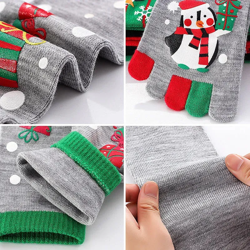 Cute Winter Christmas socks Five-finger  Elastic absorbent Split-toe