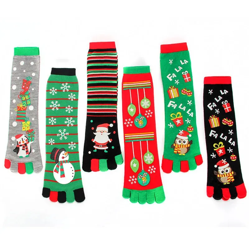 Cute Winter Christmas socks Five-finger  Elastic absorbent Split-toe