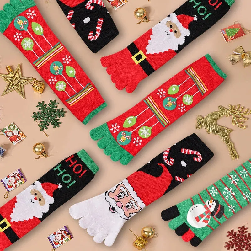 Cute Winter Christmas socks Five-finger  Elastic absorbent Split-toe