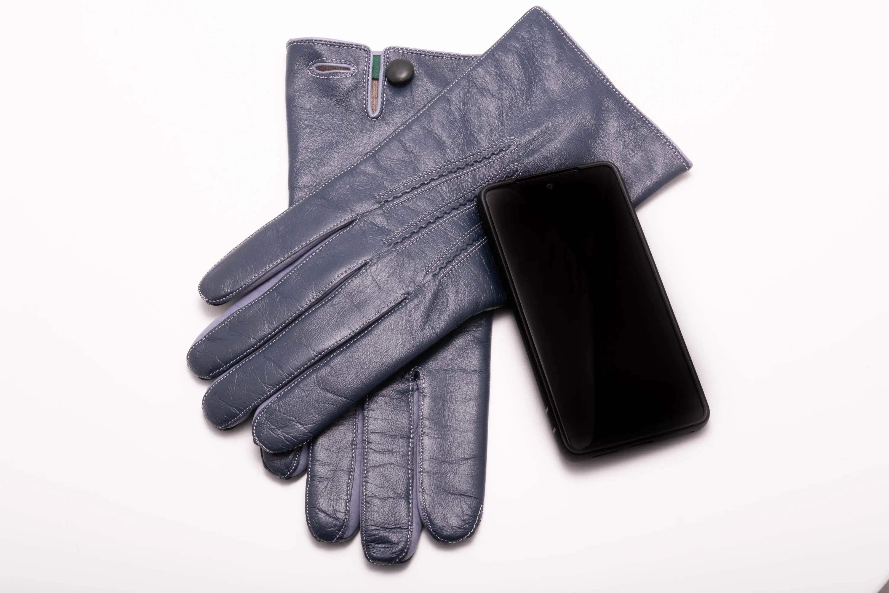 Denim Blue Touchscreen Lamb Nappa Gloves