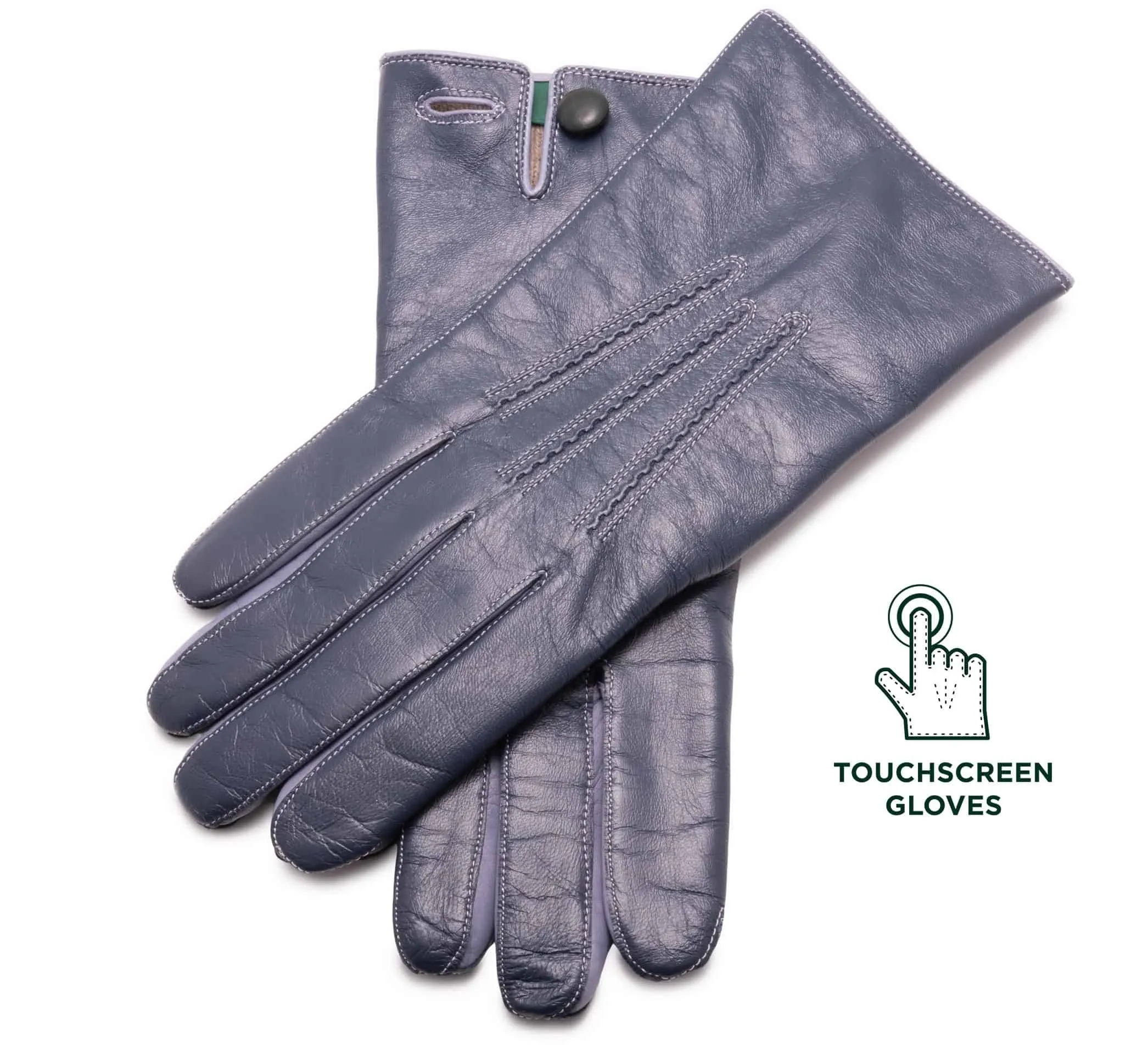 Denim Blue Touchscreen Lamb Nappa Gloves