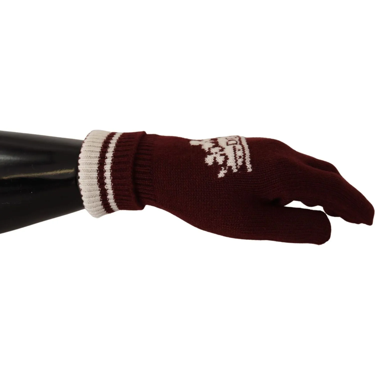 Dolce & Gabbana Elegant Red Cashmere Gloves with Crown Motif