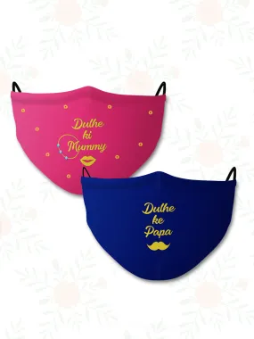 Dulhe ke Papa   Mummy (Set of 2) Wedding Face Mask