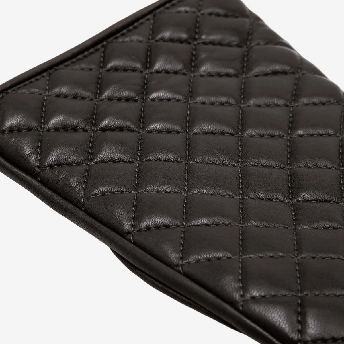 Emilia (black) - classic Italian lambskin leather gloves with cashmere lining and checkered pattern