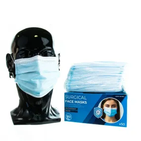 Face Mask Earloop Procedure Type IIR Blue 50pk | Fluid Resistant Surgical Face Masks - Type IIR Certified (50)