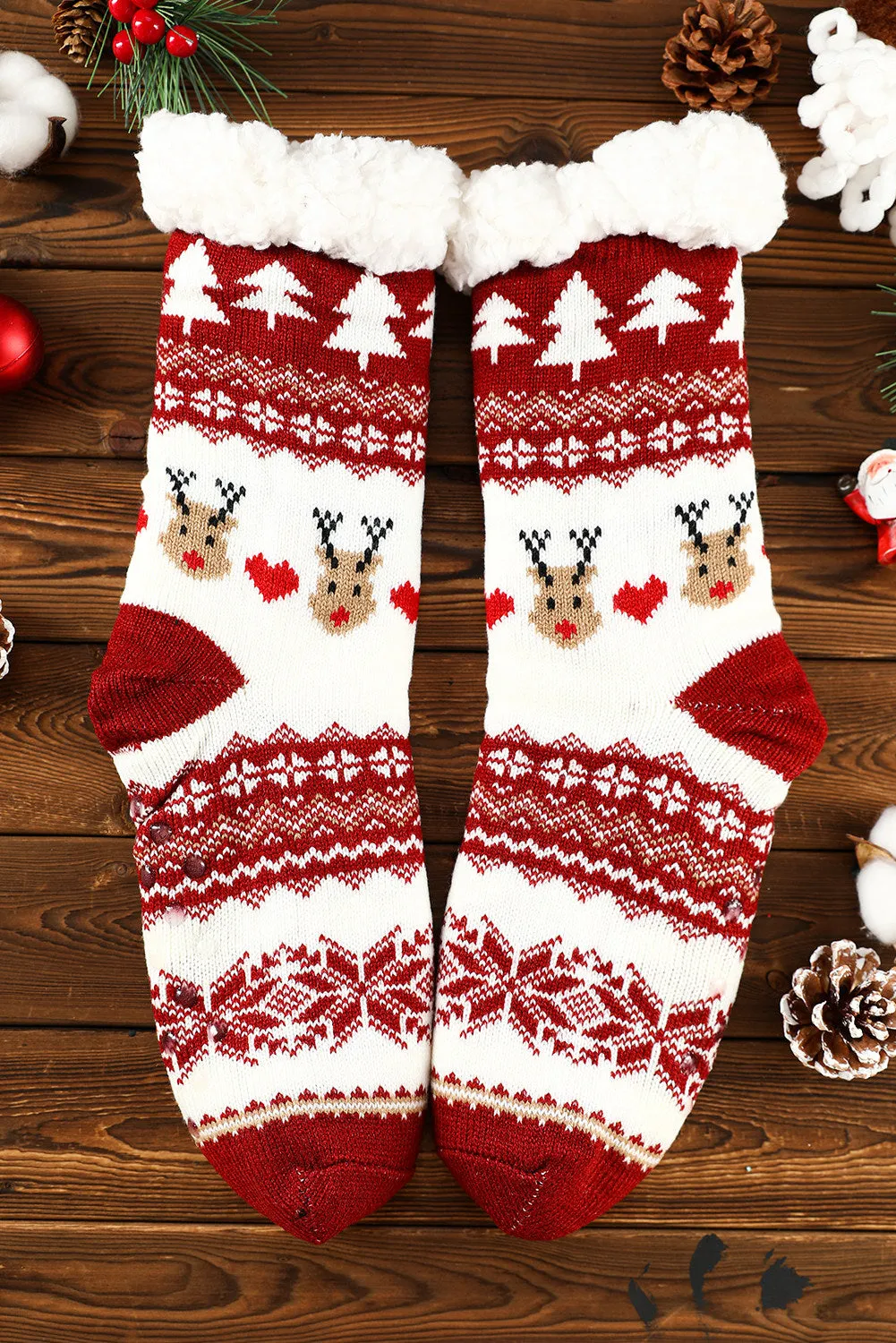 Fleece Crew Sock Santa Claus Socks for Winter Christmas