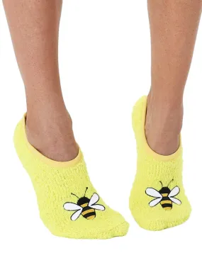 Fuzzy Bee Slipper Socks with Grips