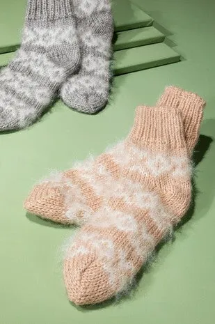 Fuzzy Nordic Socks-Blush