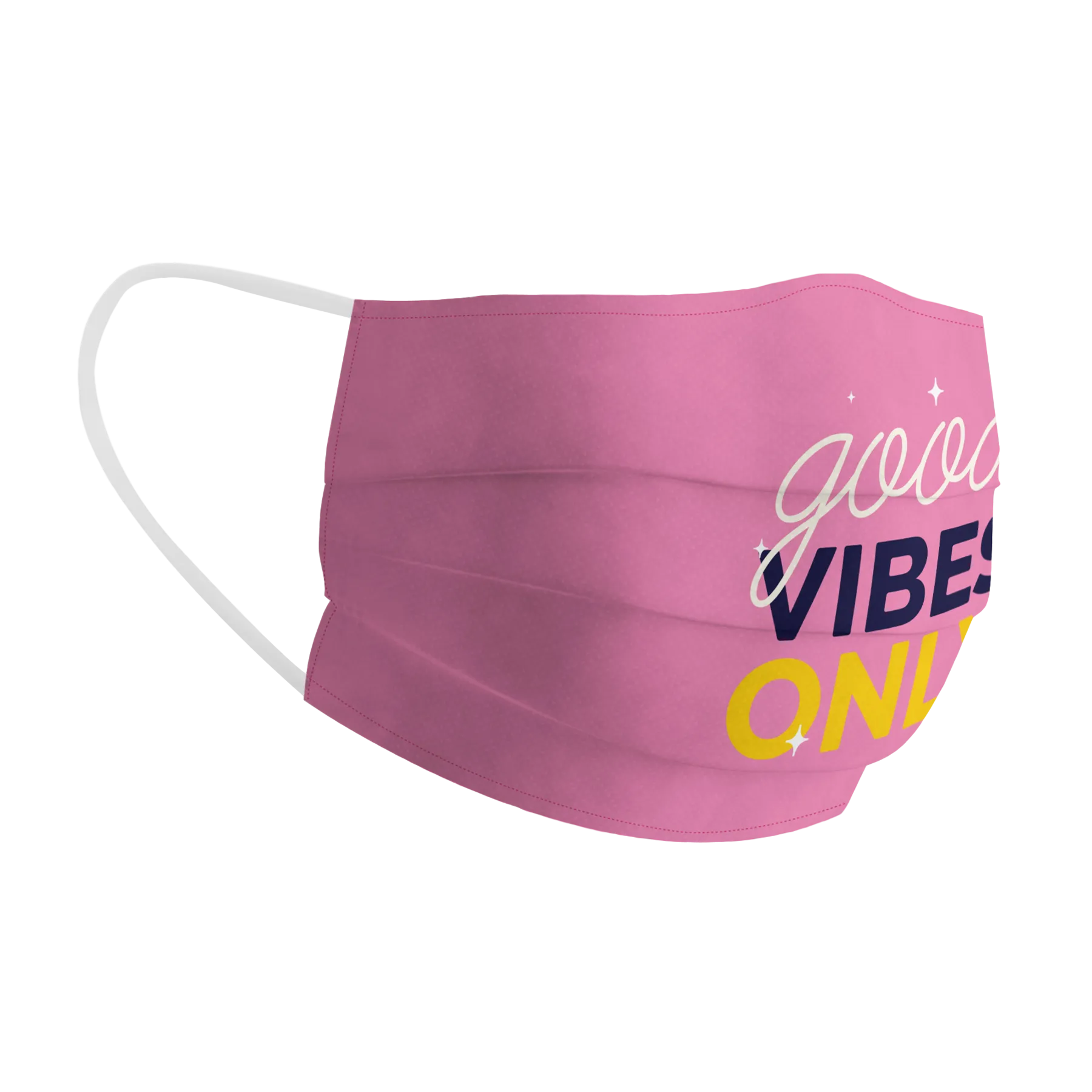 Good Vibes Only Pink Cotton Face Mask