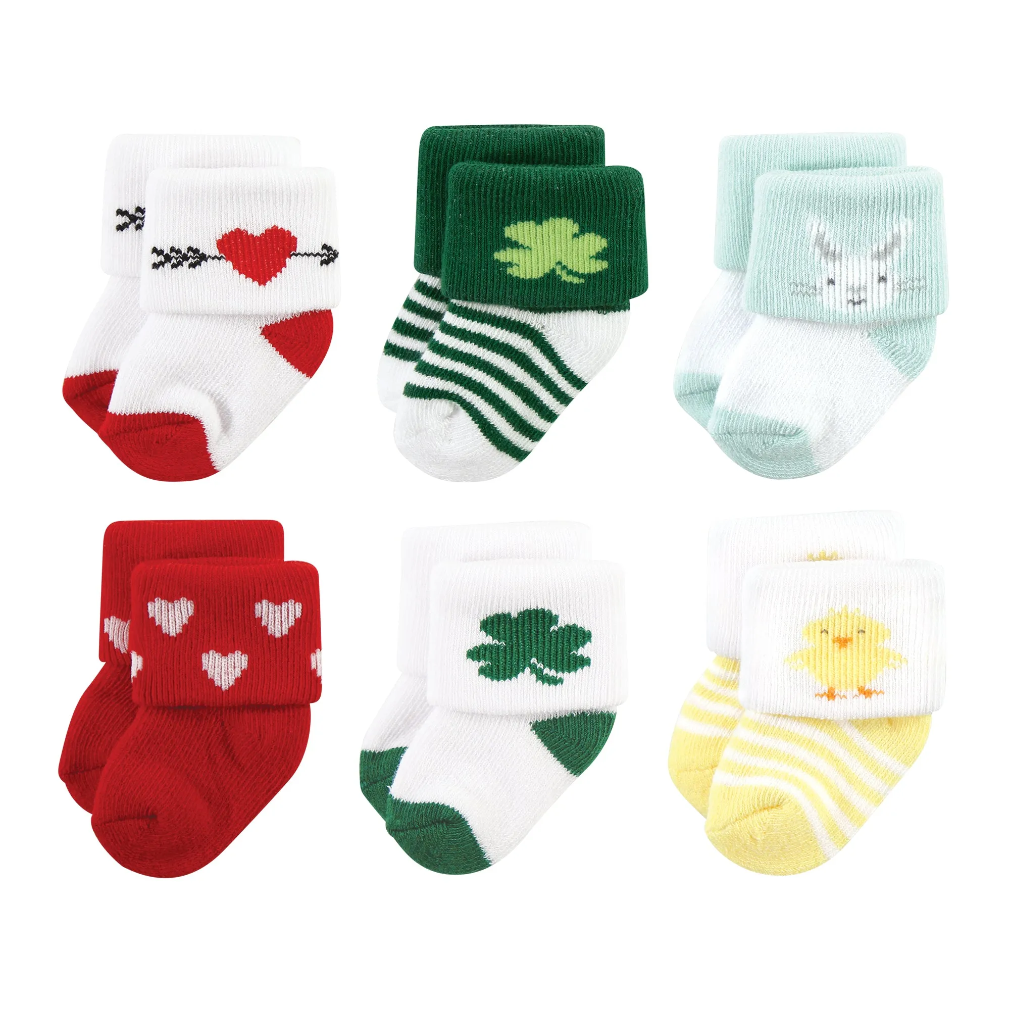 Hudson Baby Holiday Newborn Terry Socks, Valentine Easter