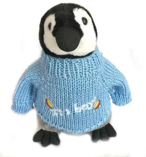 It's A Boy Plush Penguin  (10" Tall)