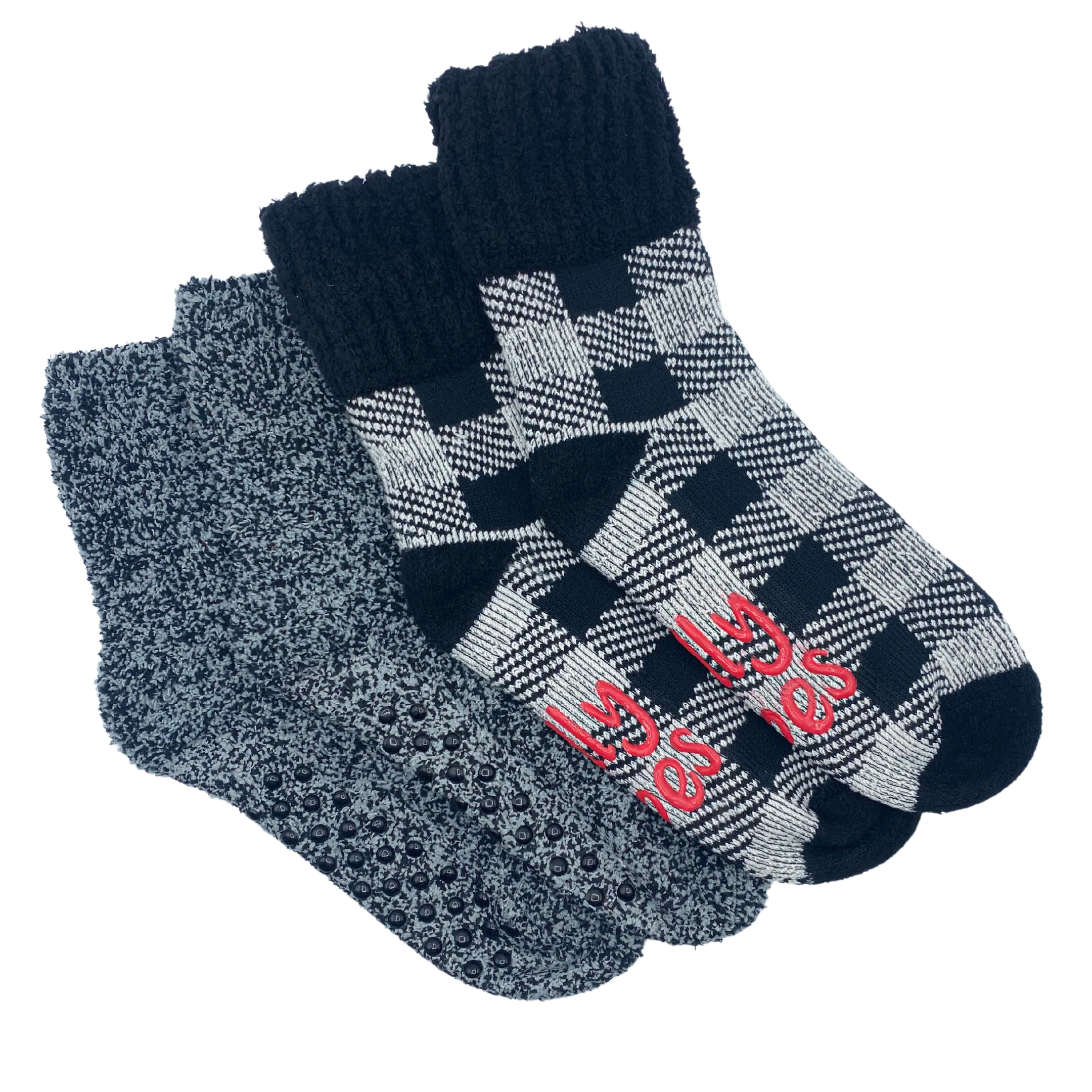 Jolly Vibes Holiday Slipper Socks with Grippers 2 Pack