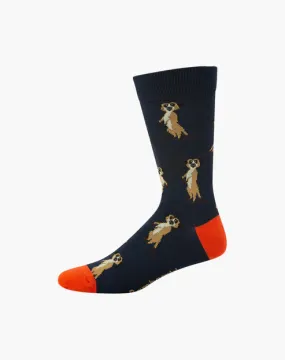 Meerkats on Navy Men's Bamboo Socks