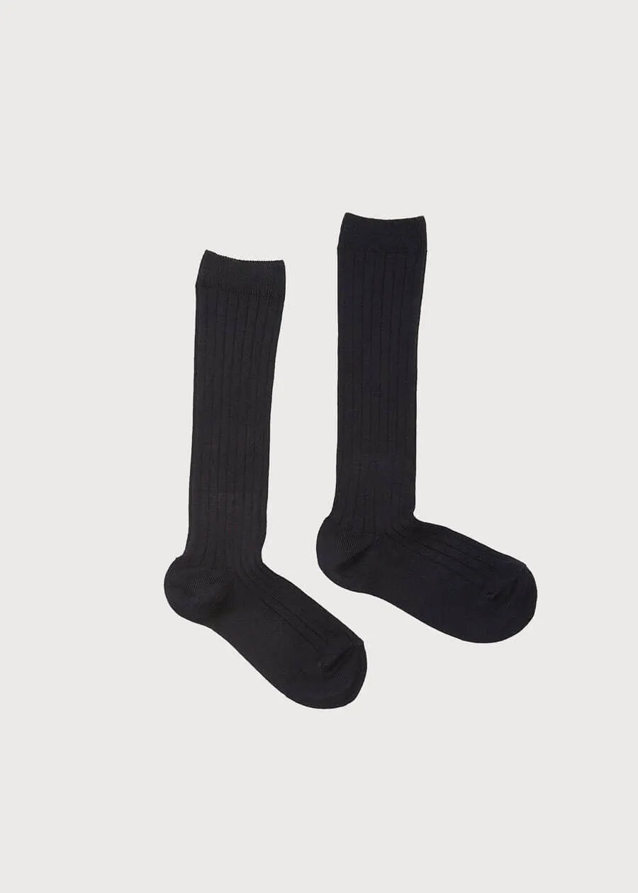 Navy Ribbed Knee-High Socks (3mths-8yrs)