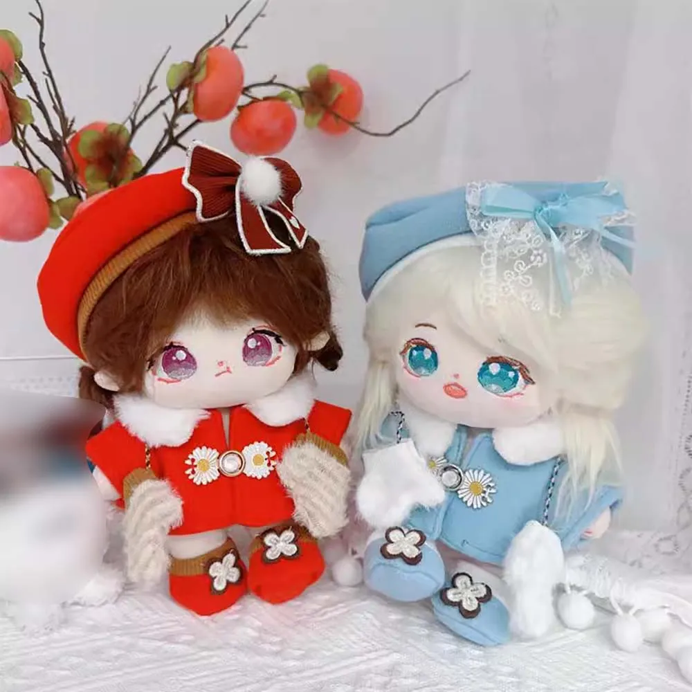 niannyyhouse 20cm Doll Clothes Hat Coat Gloves Shoes 8in Plush Stuffed Dolls Dressup