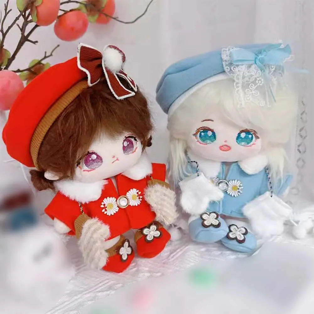 niannyyhouse 20cm Doll Clothes Hat Coat Gloves Shoes 8in Plush Stuffed Dolls Dressup