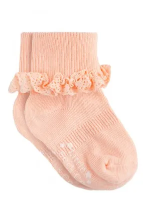 Peaches 'n' Cream Frilly Non-Slip Stay On Socks