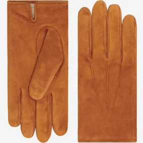 Silvia (cognac) - suede leather gloves with luxurious cashmere lining