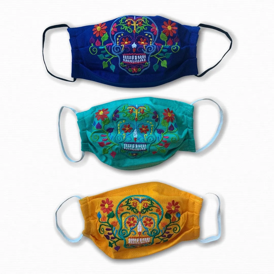 Sugar Skull Embroidered Face Mask.